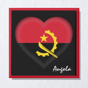 Angola flag & Angolan Heart, Africa foliday/Sport Magneet