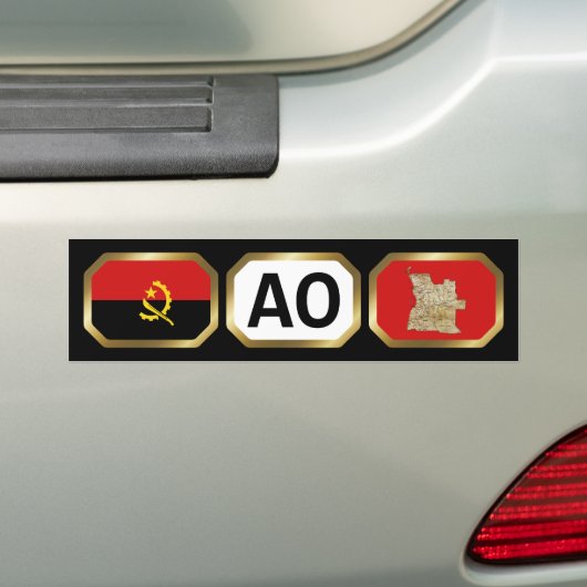 Angola Flag Map Code Bumper Sticker (En voiture)