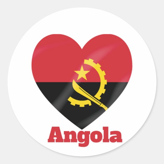 Angola Heart Flag Ronde Sticker (Voorkant)