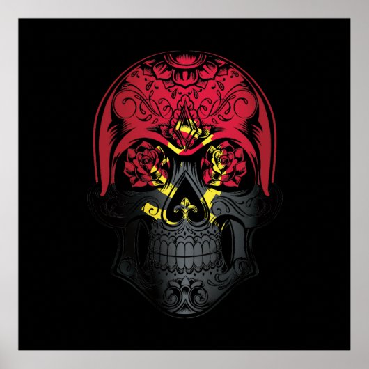 Angola Skull and Rozen Flag Poster (Voorkant)