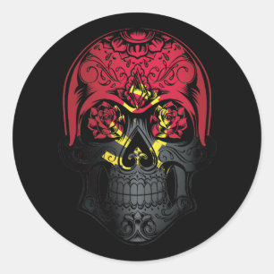 Angola Skull and Rozen Flag Ronde Sticker