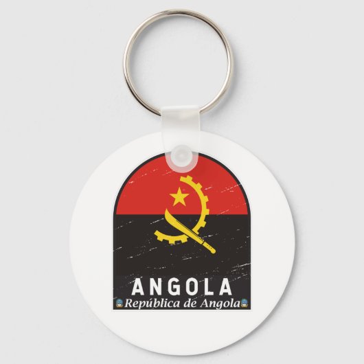 Angola vlag Emblem  Sleutelhanger (Voorkant)