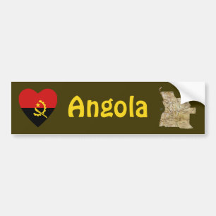 Angola Vlag Hart + Landkaart Bumpersticker