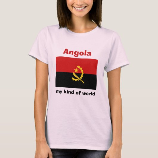 Angola Vlag + Kaart + Tekst T-shirt (Voorkant)