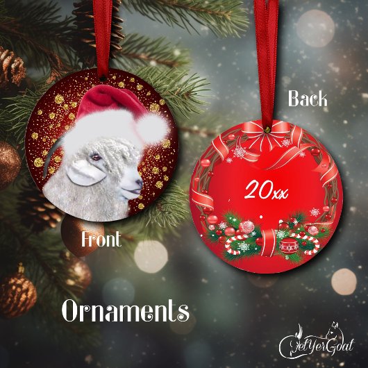 Angora Chèvre Santa Hat Ornement de Noël