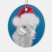 Angora Chèvre Santa Hat Ornement de Noël (Gauche)