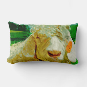 Angora Goat met Label in het oor Abstracte impress Kussen