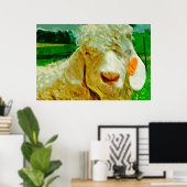 Angora Goat met Label in het oor Abstracte impress Poster (Thuiskantoor)