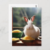 Angora konijn met spaghetti briefkaart (Voorkant / Achterkant)