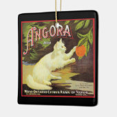 Angora White Cat Citrus Fruit Label Keramisch Ornament (Links)
