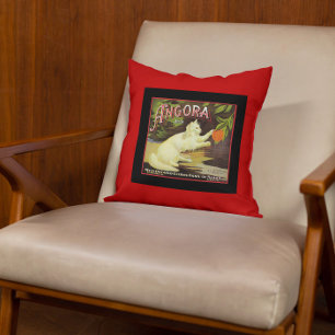 Angora White Cat Citrus Fruit Label Kussen