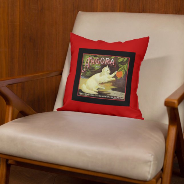  Angora White Cat Citrus Fruit Label Kussen (Creator heeft geüpload)