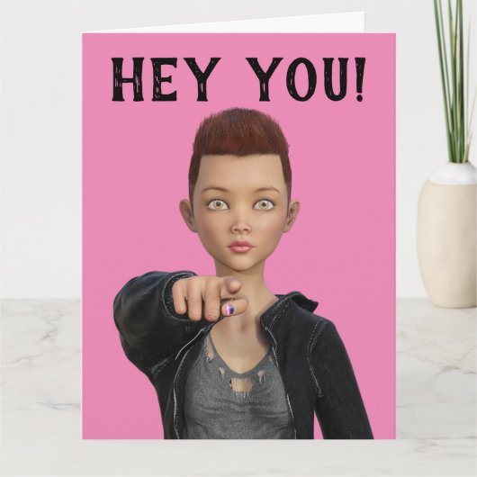 ANGROGYNE MEISJE MET KORT HAAR VRIENDSCHAPSKAARTEN KAART (Voorkant)