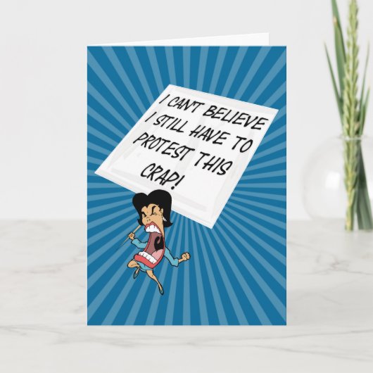Angry-activist met protestbord kaart (Voorkant)