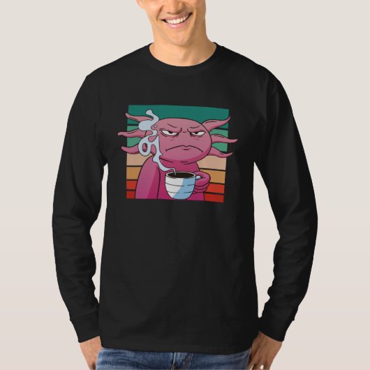 Angry axolotl coffee cup evil eye annoyed t-shirt (Voorkant)