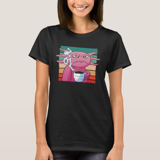 Angry axolotl coffee cup evil eye annoyed t-shirt (Voorkant)