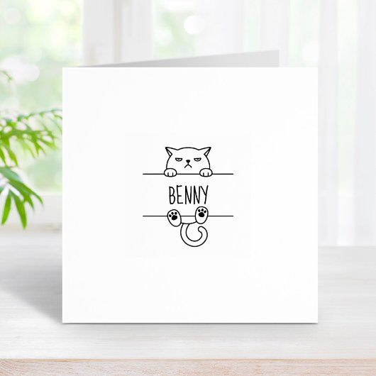 Angry Bad Tempered Cat Custom Name 1x1 Rubberstempel