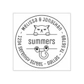 Angry Bad Tempered Cat Round Address 2 Rubberstempel (Afrduk)