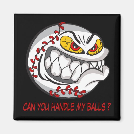 Angry Baseball Black Magneet (Voorkant)