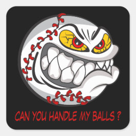 Angry Baseball Black Vierkante Sticker