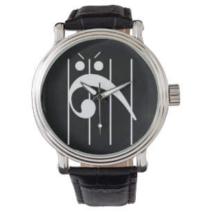 Angry Bass Clef Watch BLACK, friggin BLACK! Horloge