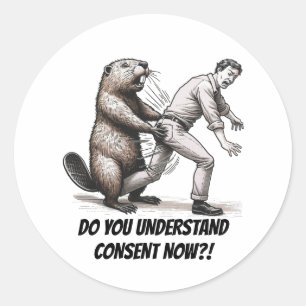 Angry Beaver: Begrijp je nu toestemming? Ronde Sticker
