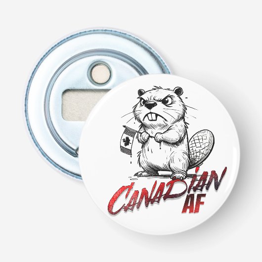 Angry Beaver Canadian AF Button Flesopener (Voorkant)