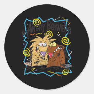 Angry Beavers Karakters 90's Ronde Sticker
