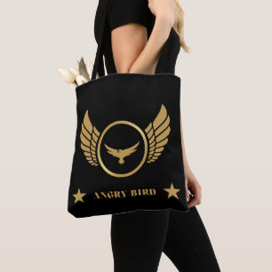 Angry Bird Text Goud Elegante Adelaar Logo Schoude Draagtas