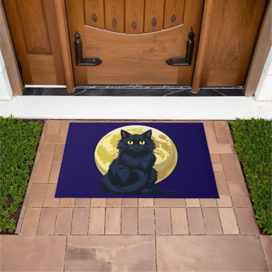 Angry black cat deurmat (Buiten)