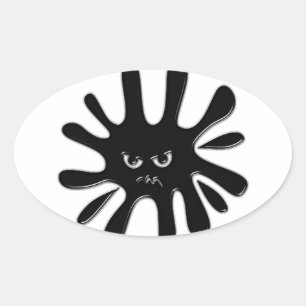 Angry Black Paint Splatter Ovale Sticker