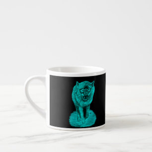 Angry Black Wolf in de nacht Espresso Kop