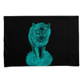 Angry Black Wolf in de nacht Kussensloop (Voorkant-Rechts)
