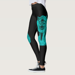 Angry Black Wolf in de nacht Leggings