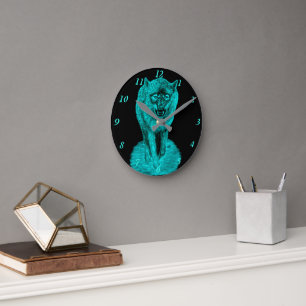 Angry Black Wolf in de nacht Ronde Klok