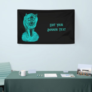 Angry Black Wolf in de nacht Spandoek