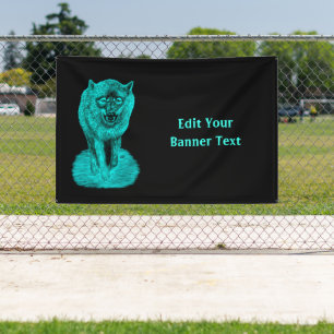 Angry Black Wolf in de nacht Spandoek