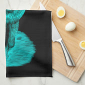 Angry Black Wolf in de nacht Theedoek (Quarter Fold)