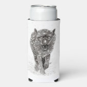 Angry Black Wolf in sneeuw, wilde winter (Seltzer Voorkant)