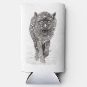 Angry Black Wolf in sneeuw, wilde winter (Voorkant)