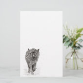 Angry Black Wolf in sneeuw, wilde winter Briefpapier (Staand voorkant)