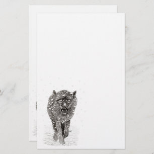 Angry Black Wolf in sneeuw, wilde winter Briefpapier