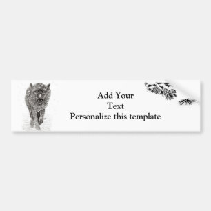 Angry Black Wolf in sneeuw, wilde winter Bumpersticker