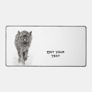 Angry Black Wolf in sneeuw, wilde winter Bureaumat