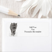 Angry Black Wolf in sneeuw, wilde winter Etiket (Insitu)