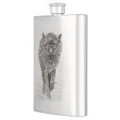 Angry Black Wolf in sneeuw, wilde winter Flacon (Links)