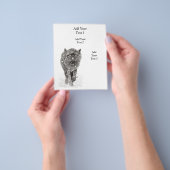 Angry Black Wolf in sneeuw, wilde winter Flyer (Hand)