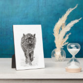 Angry Black Wolf in sneeuw, wilde winter Fotoplaat (Zijkant)