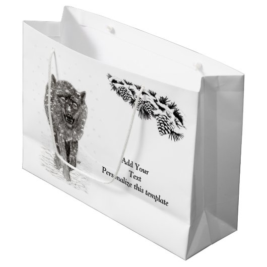Angry Black Wolf in sneeuw, wilde winter Groot Cadeauzakje (Voorkant Gekanteld)