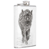 Angry Black Wolf in sneeuw, wilde winter Heupfles (Rechts)